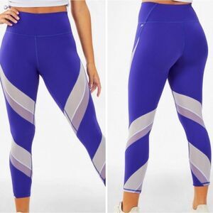 Fabletics Blue High Waisted Mesh Powerhold Leggings Size XXL